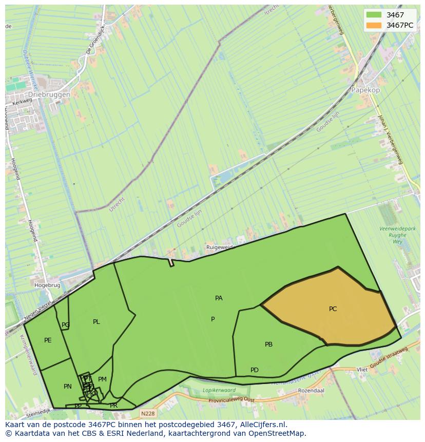 Afbeelding van het postcodegebied 3467 PC op de kaart.