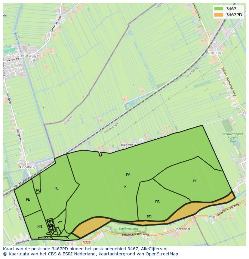 Afbeelding van het postcodegebied 3467 PD op de kaart.