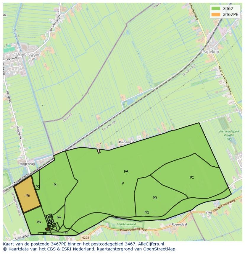 Afbeelding van het postcodegebied 3467 PE op de kaart.