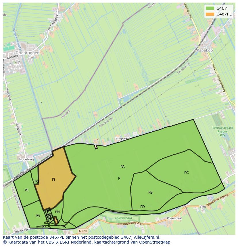 Afbeelding van het postcodegebied 3467 PL op de kaart.