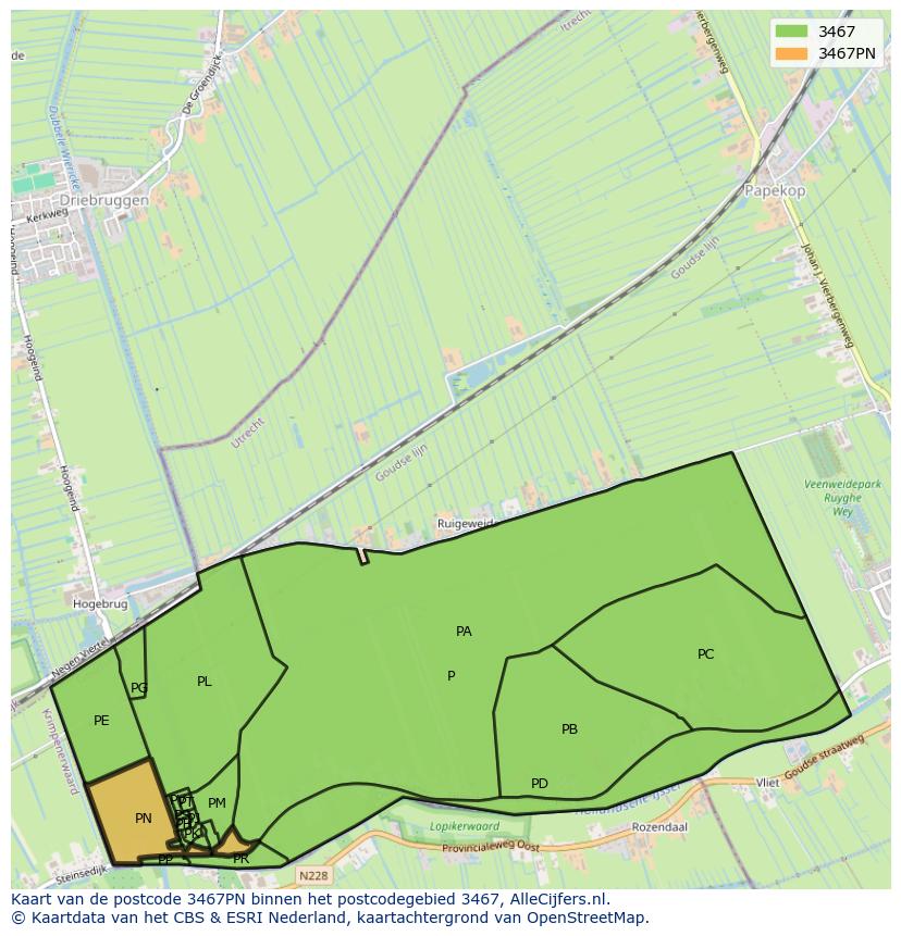 Afbeelding van het postcodegebied 3467 PN op de kaart.