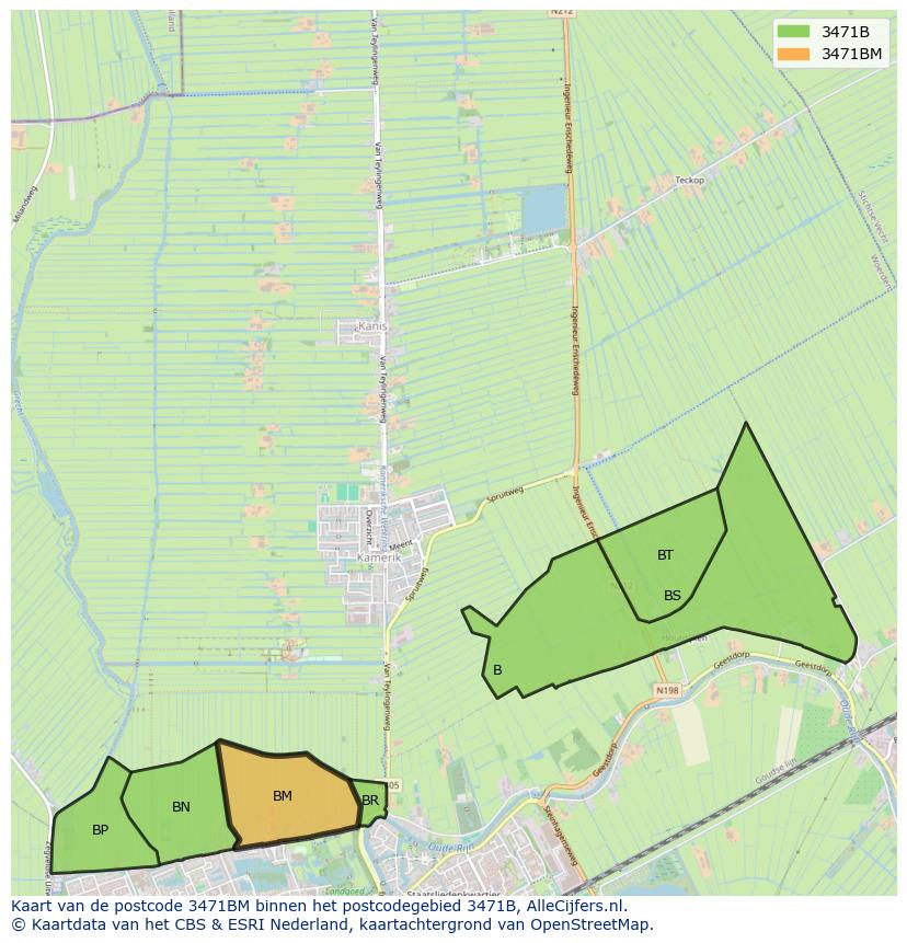 Afbeelding van het postcodegebied 3471 BM op de kaart.