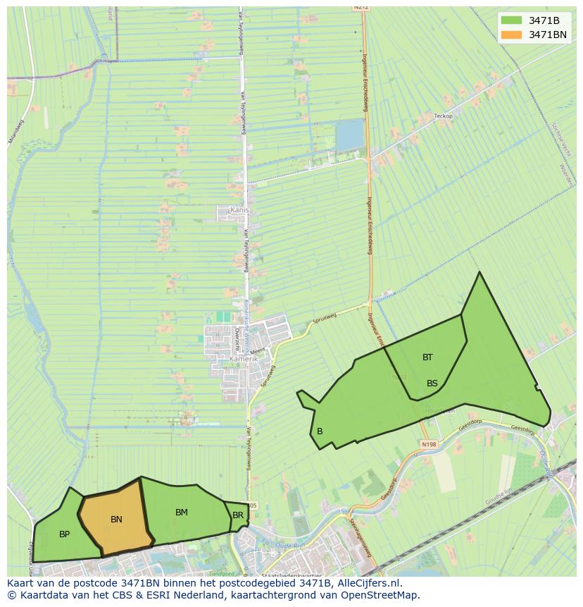 Afbeelding van het postcodegebied 3471 BN op de kaart.
