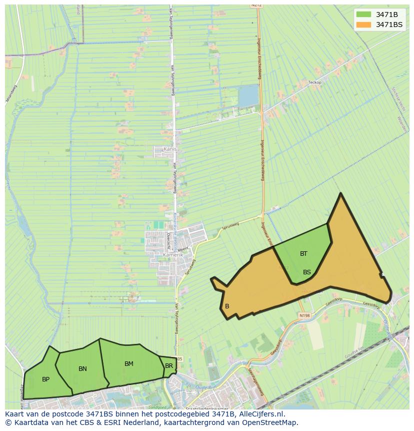 Afbeelding van het postcodegebied 3471 BS op de kaart.