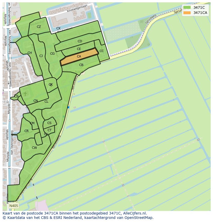 Afbeelding van het postcodegebied 3471 CA op de kaart.