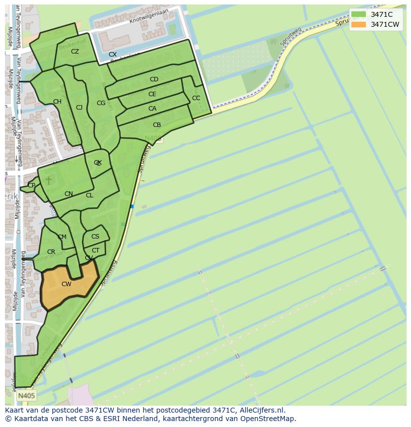 Afbeelding van het postcodegebied 3471 CW op de kaart.