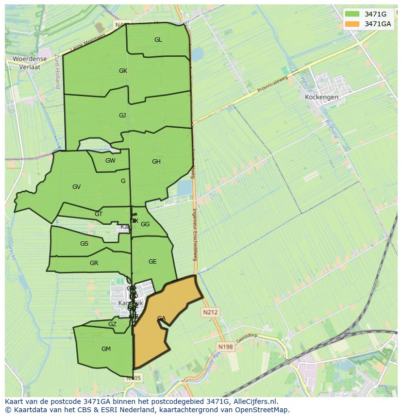 Afbeelding van het postcodegebied 3471 GA op de kaart.