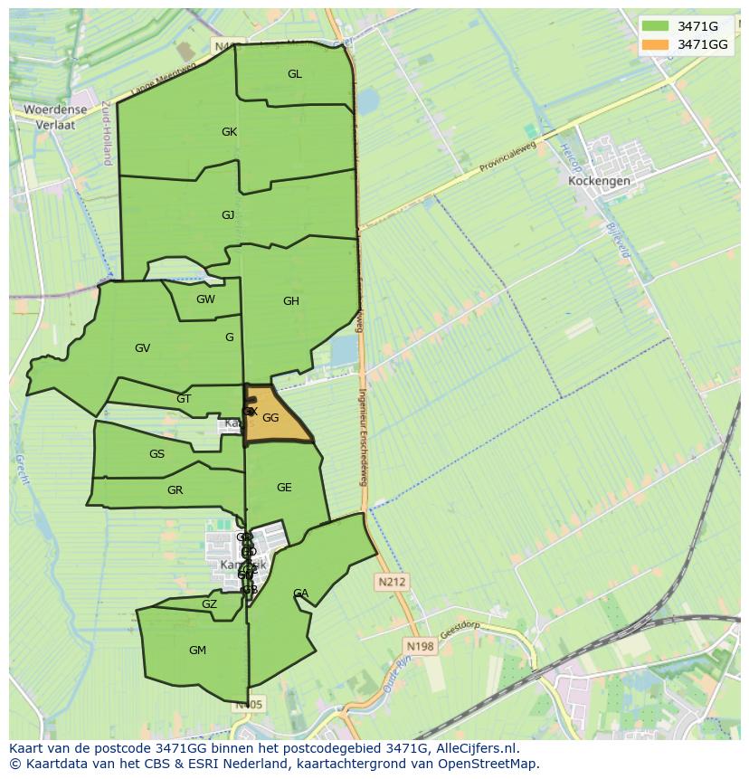Afbeelding van het postcodegebied 3471 GG op de kaart.