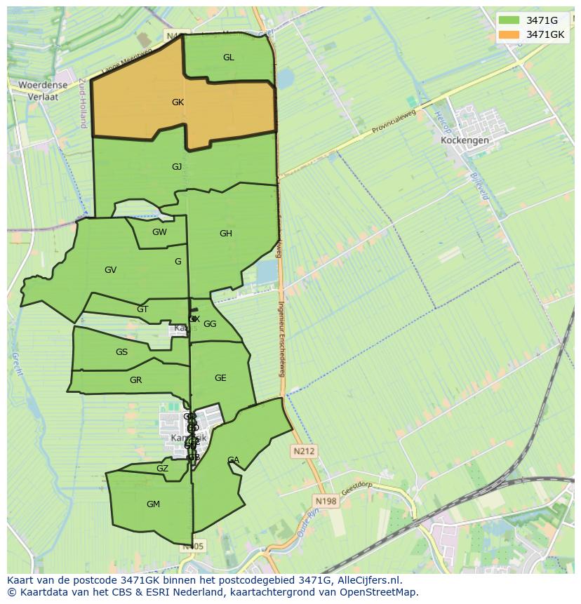Afbeelding van het postcodegebied 3471 GK op de kaart.