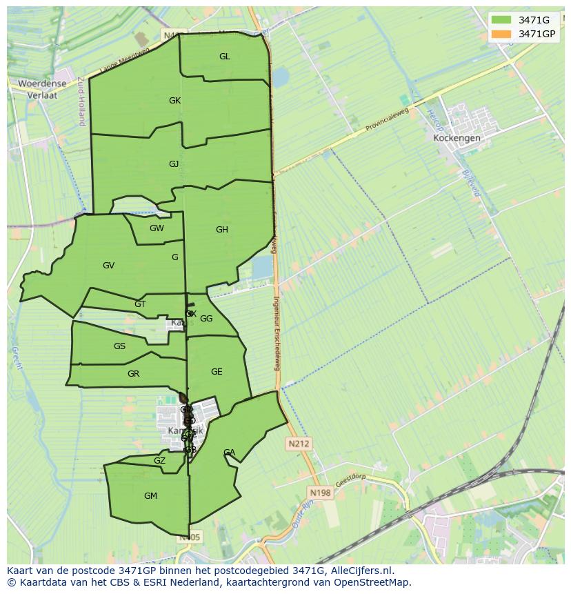 Afbeelding van het postcodegebied 3471 GP op de kaart.
