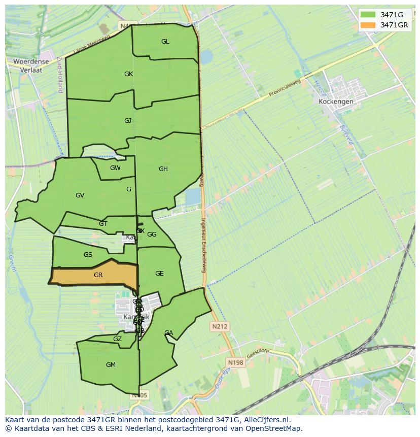 Afbeelding van het postcodegebied 3471 GR op de kaart.