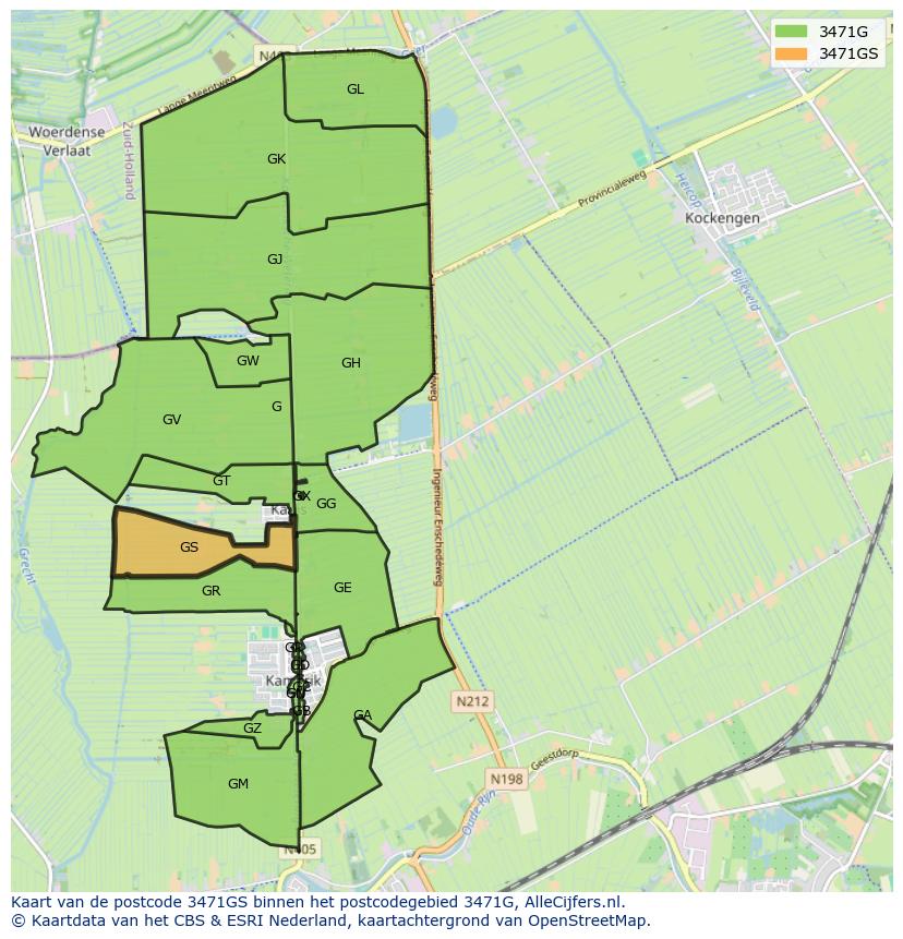 Afbeelding van het postcodegebied 3471 GS op de kaart.
