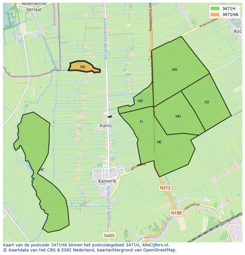 Afbeelding van het postcodegebied 3471 HA op de kaart.