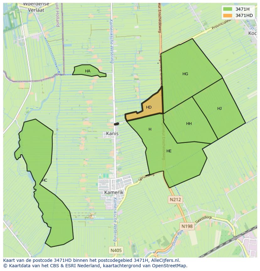 Afbeelding van het postcodegebied 3471 HD op de kaart.
