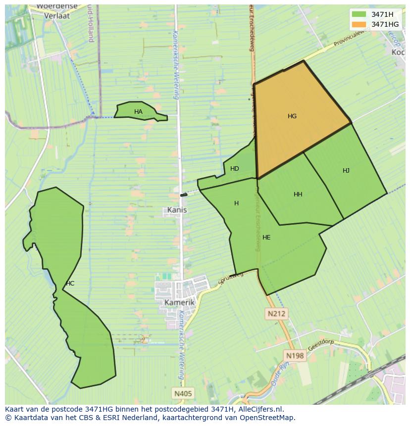 Afbeelding van het postcodegebied 3471 HG op de kaart.