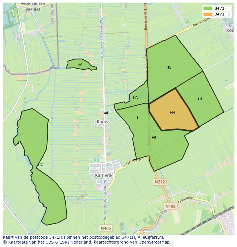 Afbeelding van het postcodegebied 3471 HH op de kaart.