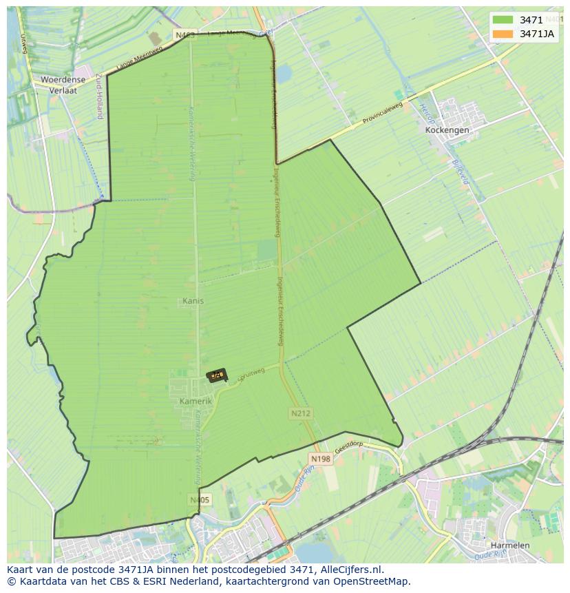 Afbeelding van het postcodegebied 3471 JA op de kaart.