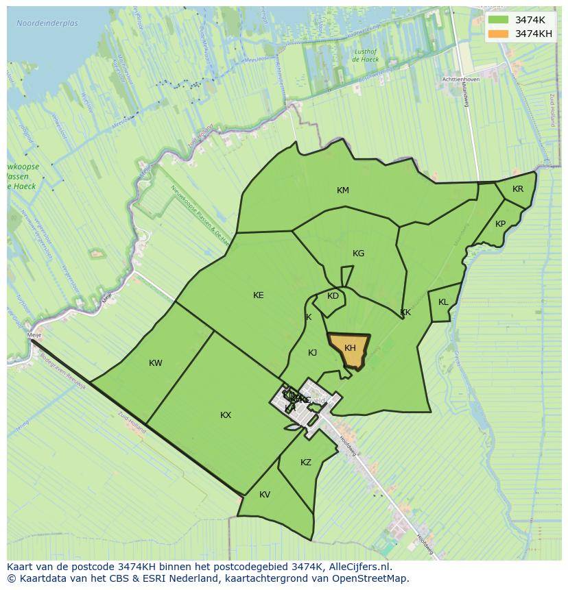 Afbeelding van het postcodegebied 3474 KH op de kaart.