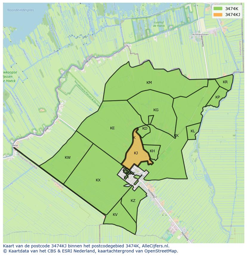 Afbeelding van het postcodegebied 3474 KJ op de kaart.