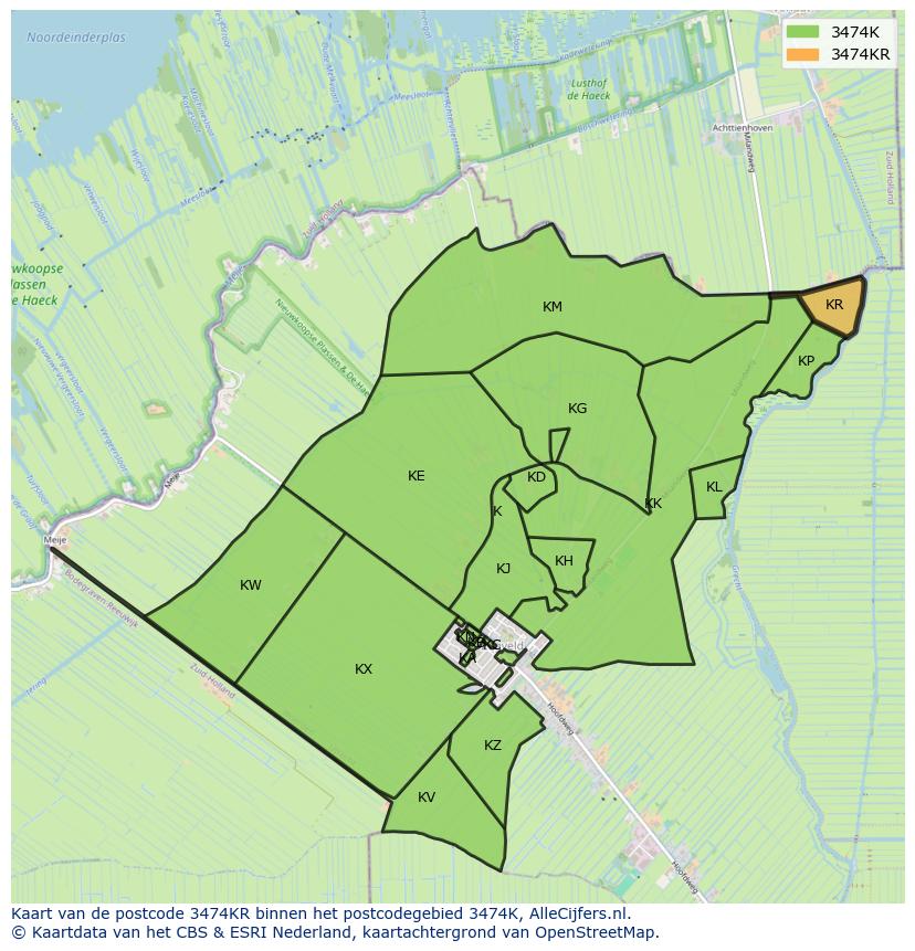 Afbeelding van het postcodegebied 3474 KR op de kaart.