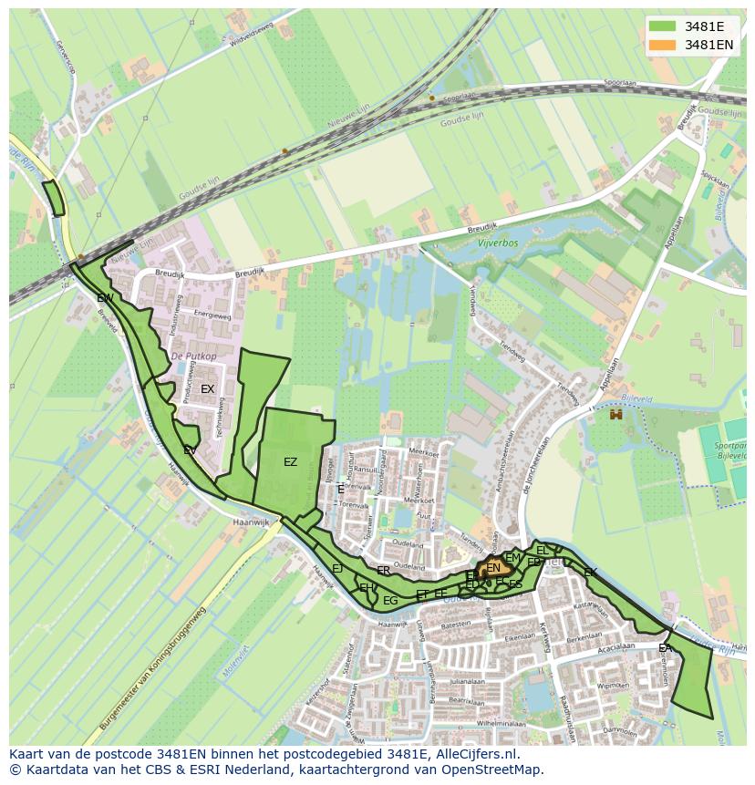 Afbeelding van het postcodegebied 3481 EN op de kaart.