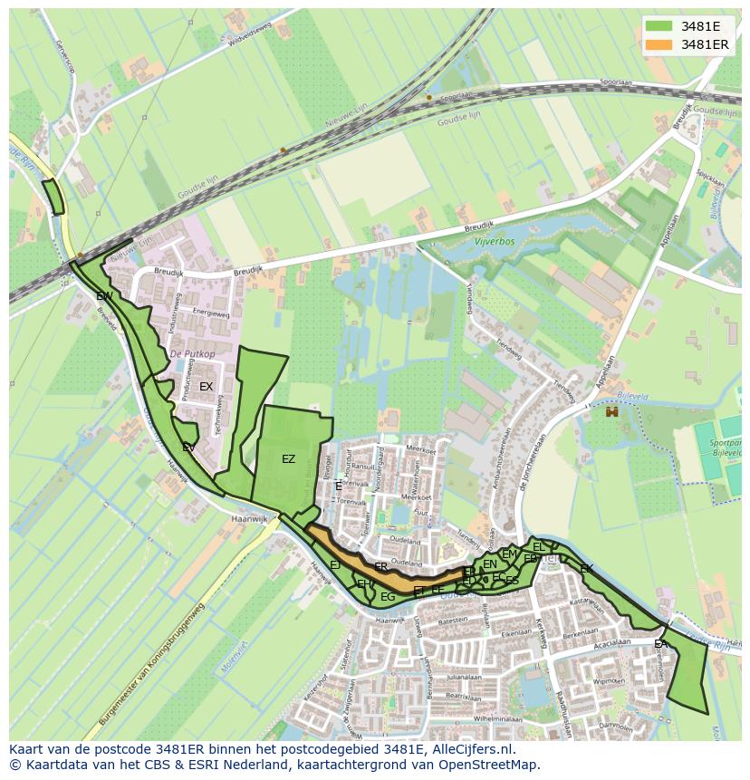 Afbeelding van het postcodegebied 3481 ER op de kaart.