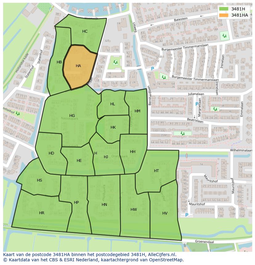 Afbeelding van het postcodegebied 3481 HA op de kaart.