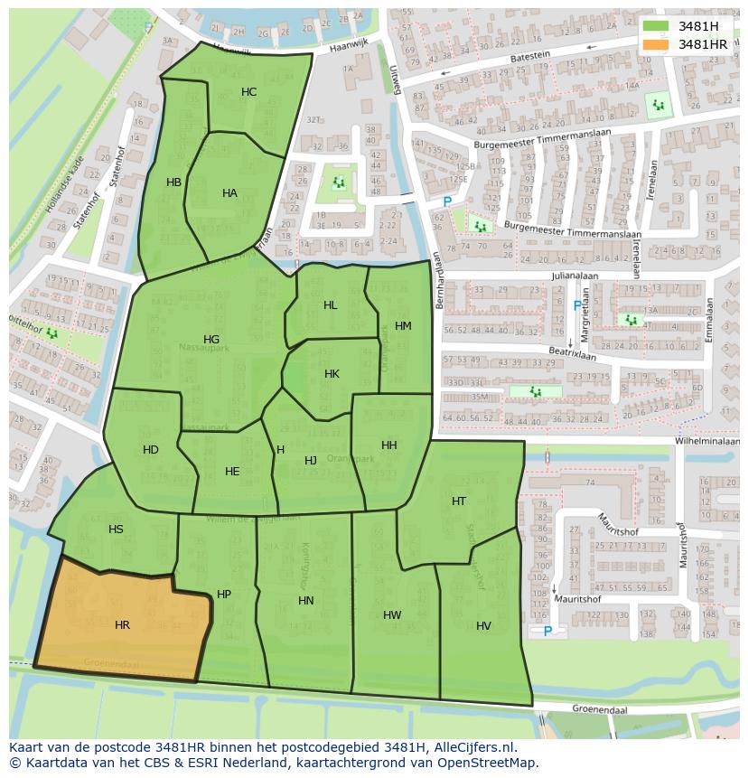 Afbeelding van het postcodegebied 3481 HR op de kaart.