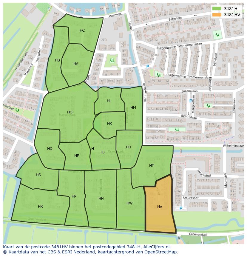Afbeelding van het postcodegebied 3481 HV op de kaart.