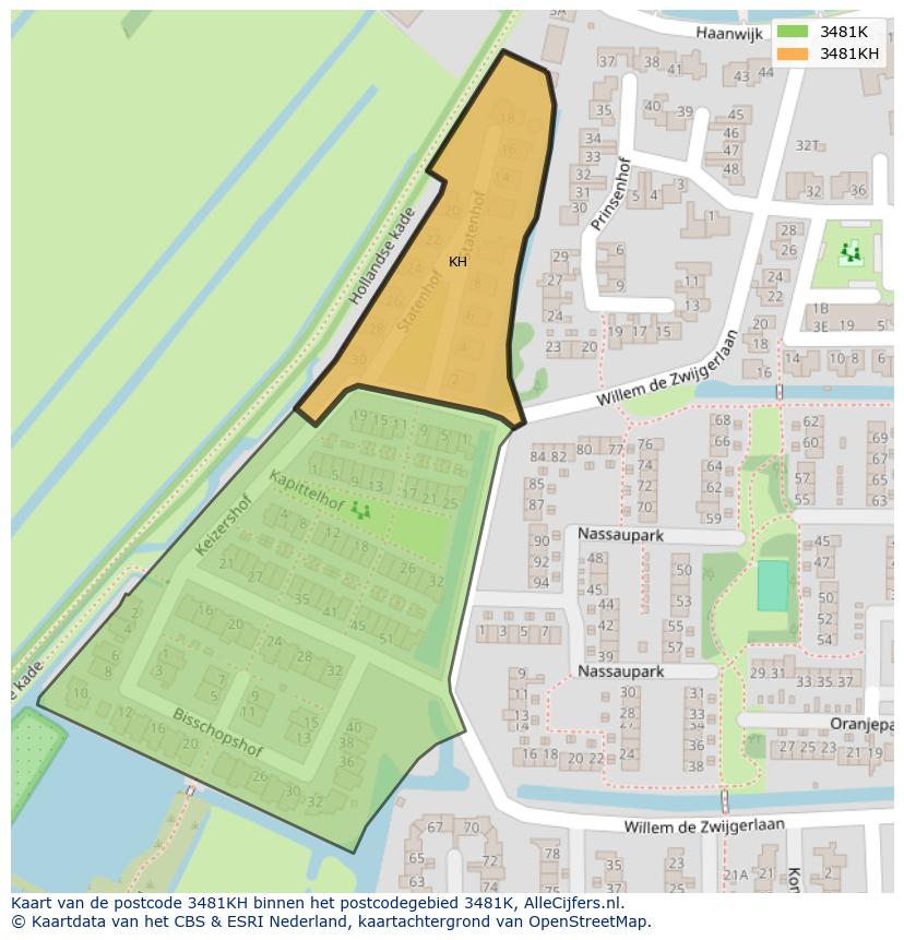 Afbeelding van het postcodegebied 3481 KH op de kaart.