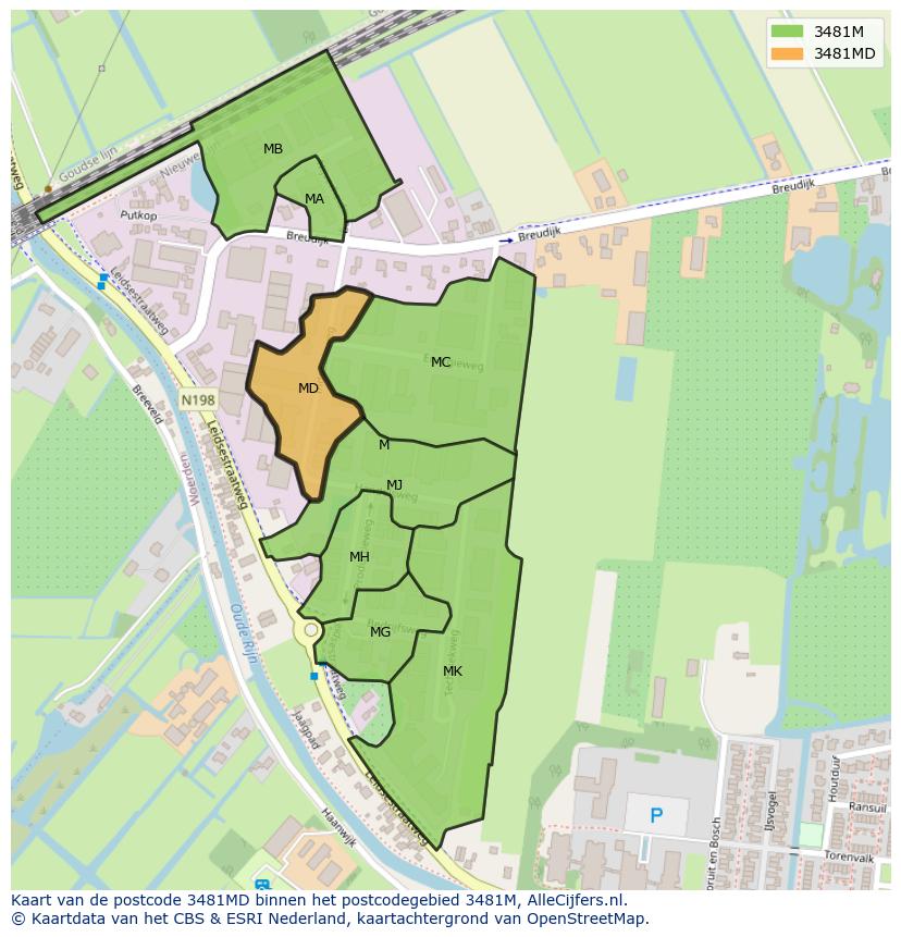 Afbeelding van het postcodegebied 3481 MD op de kaart.
