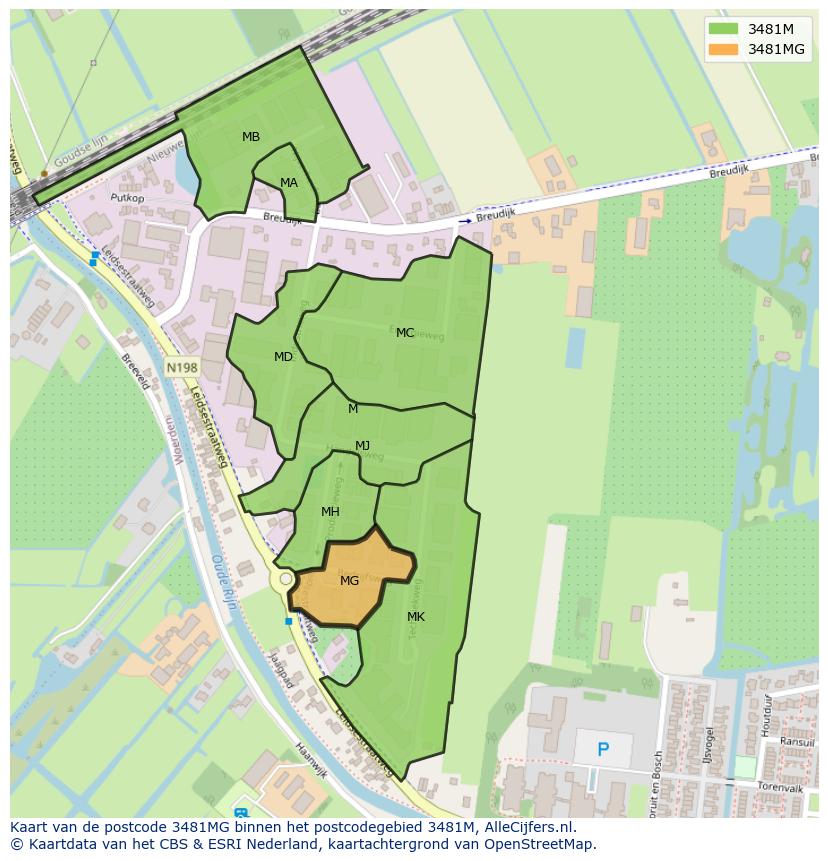 Afbeelding van het postcodegebied 3481 MG op de kaart.