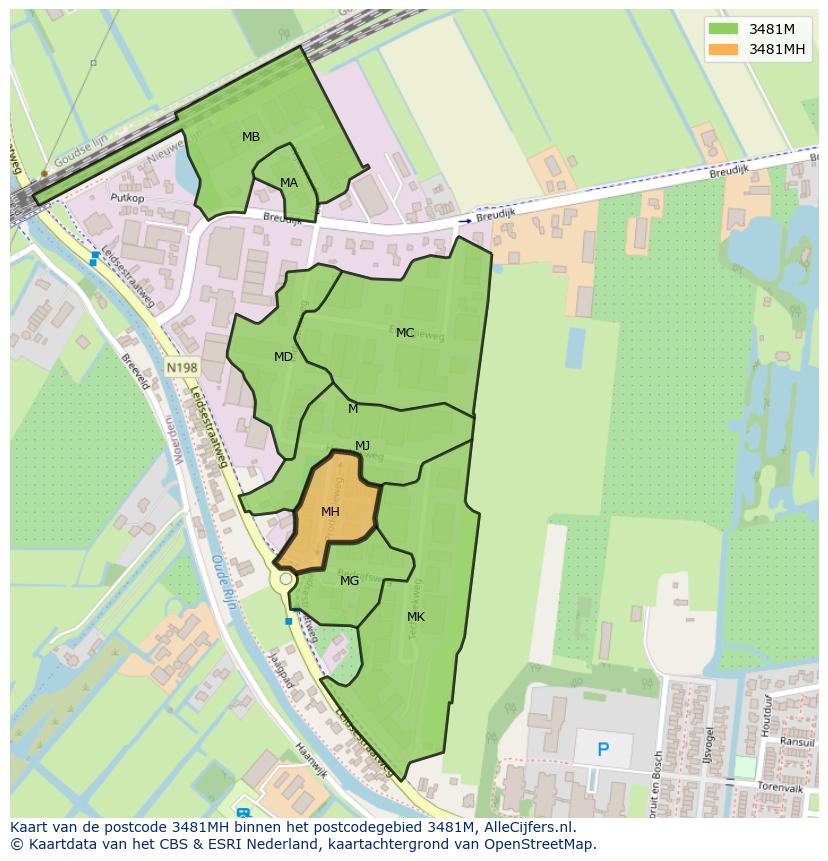 Afbeelding van het postcodegebied 3481 MH op de kaart.