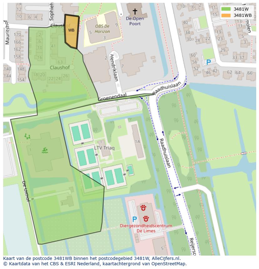 Afbeelding van het postcodegebied 3481 WB op de kaart.
