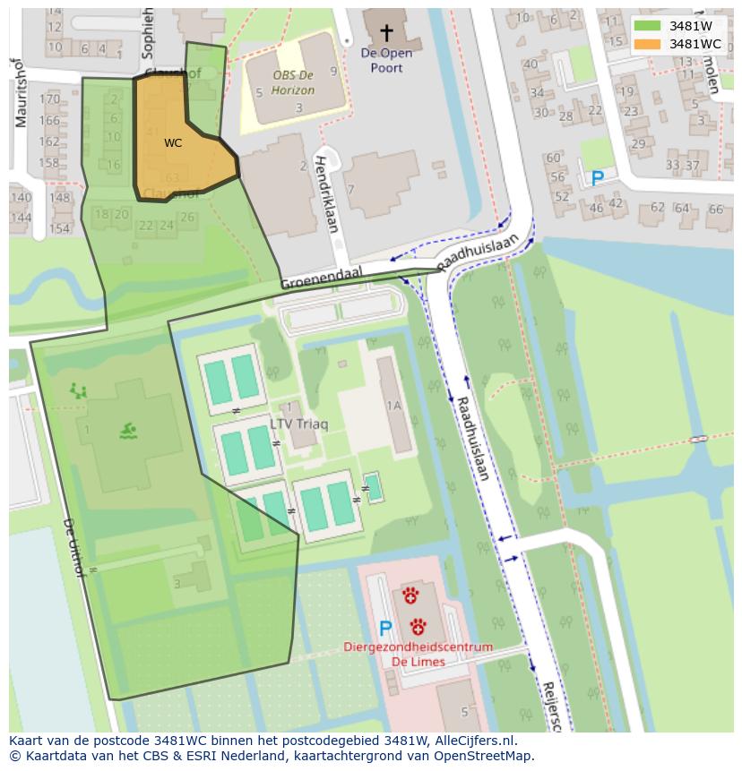 Afbeelding van het postcodegebied 3481 WC op de kaart.