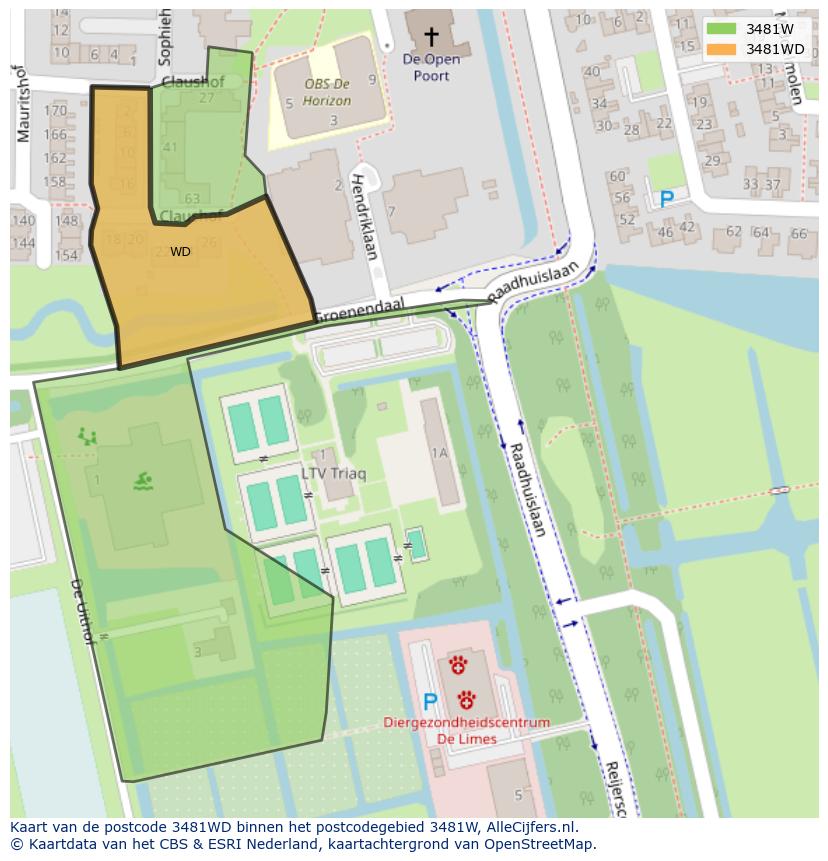 Afbeelding van het postcodegebied 3481 WD op de kaart.