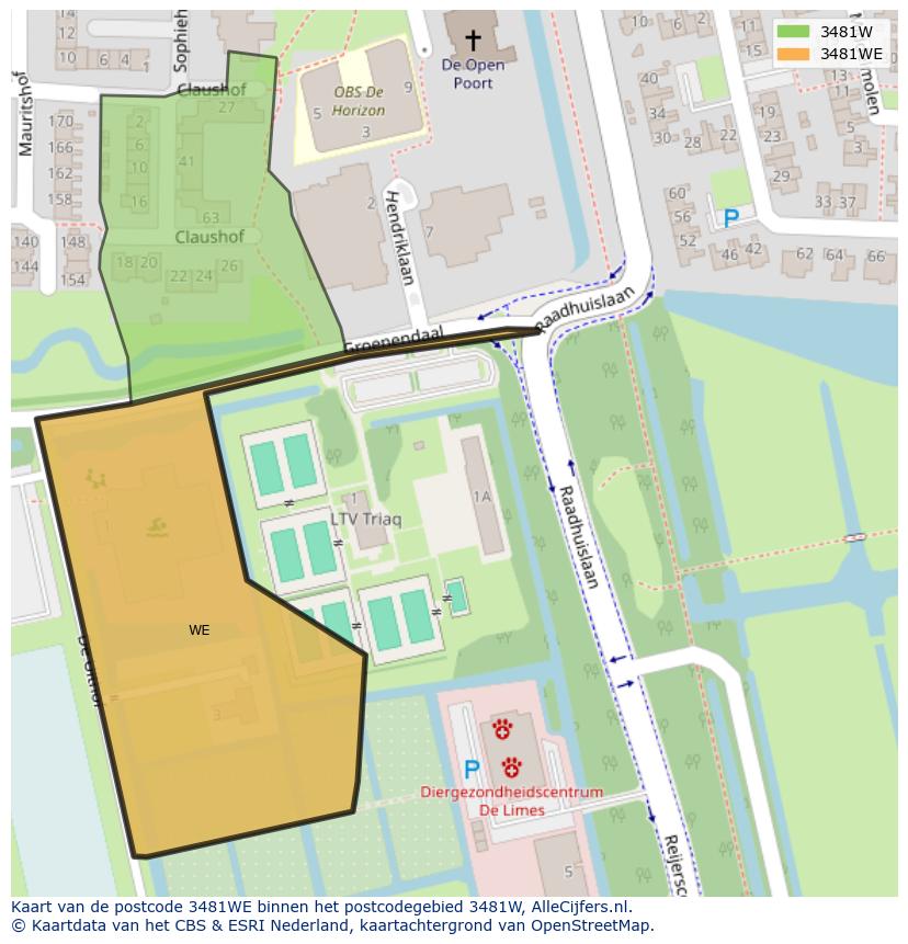 Afbeelding van het postcodegebied 3481 WE op de kaart.