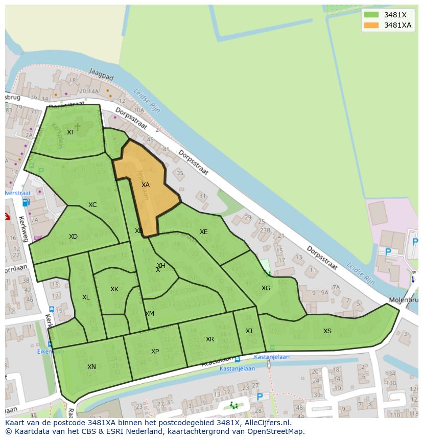 Afbeelding van het postcodegebied 3481 XA op de kaart.
