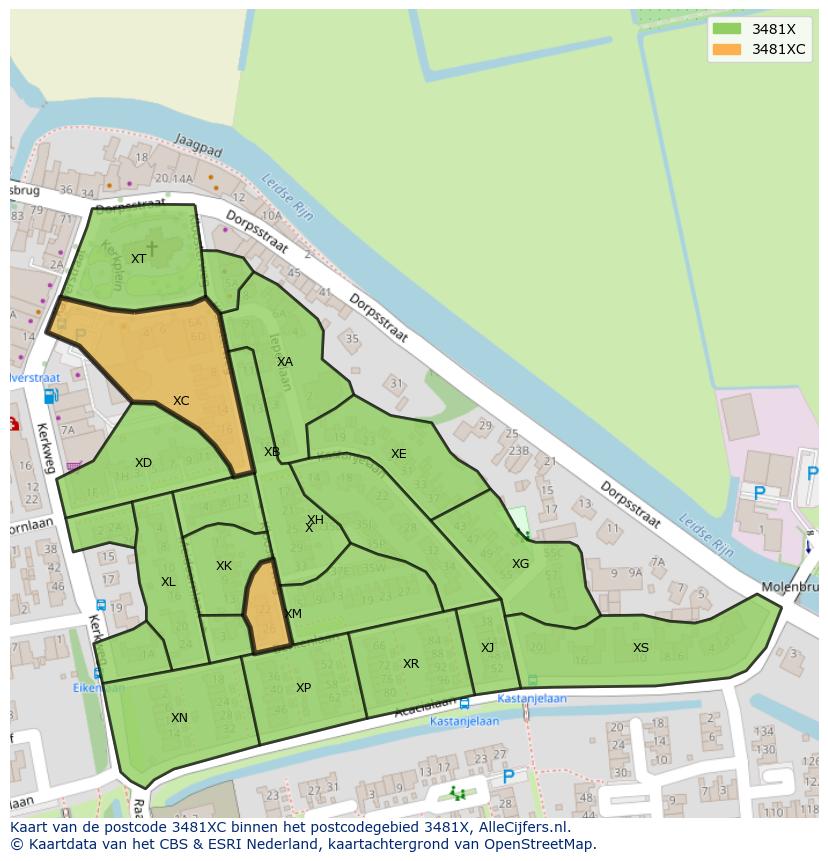 Afbeelding van het postcodegebied 3481 XC op de kaart.