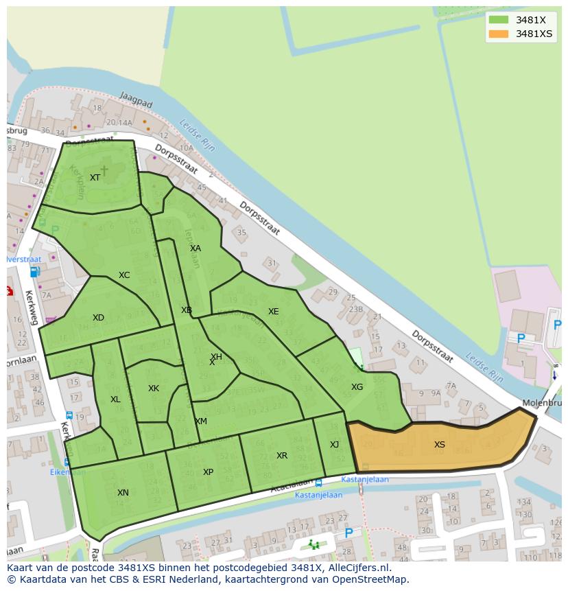 Afbeelding van het postcodegebied 3481 XS op de kaart.