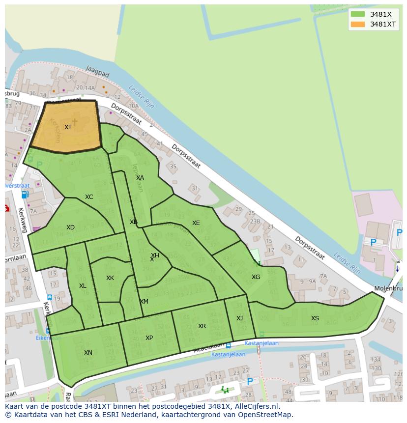 Afbeelding van het postcodegebied 3481 XT op de kaart.
