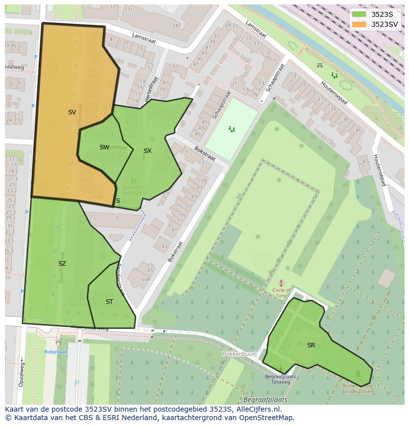 Afbeelding van het postcodegebied 3523 SV op de kaart.