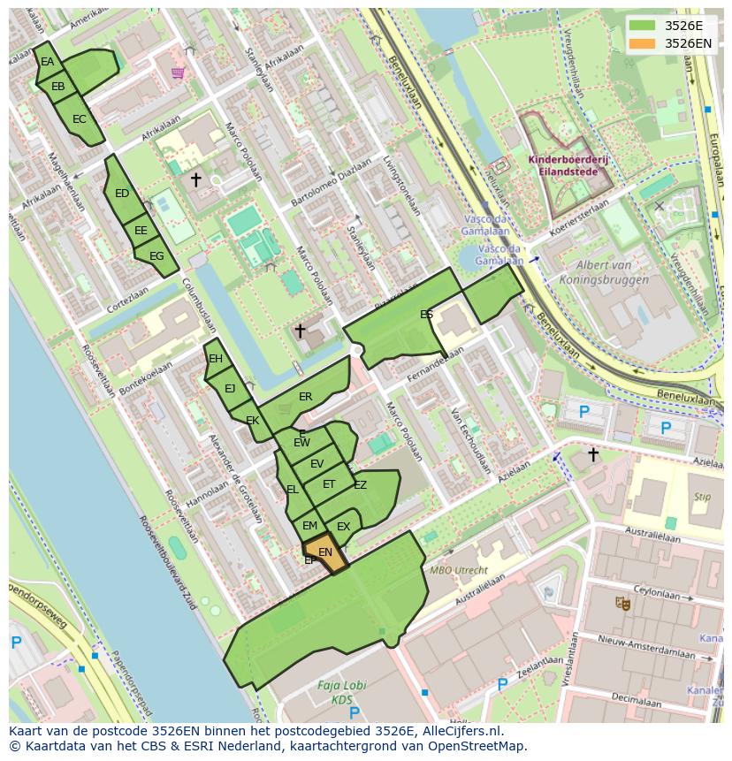 Afbeelding van het postcodegebied 3526 EN op de kaart.