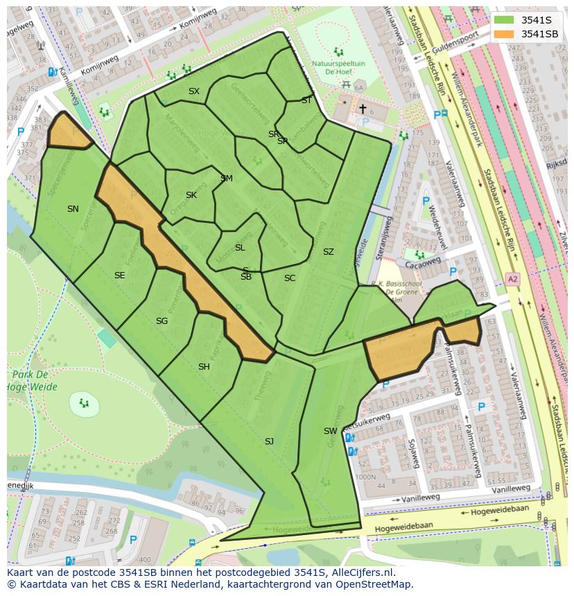 Afbeelding van het postcodegebied 3541 SB op de kaart.