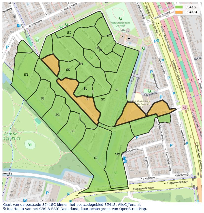 Afbeelding van het postcodegebied 3541 SC op de kaart.