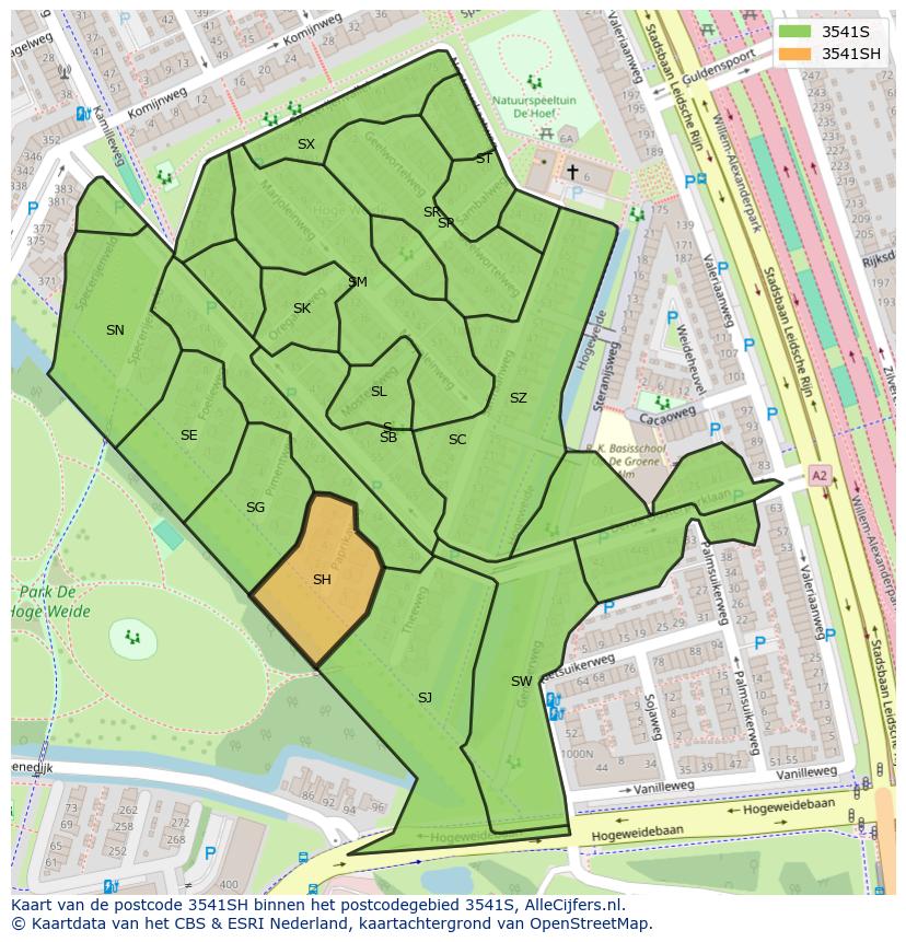 Afbeelding van het postcodegebied 3541 SH op de kaart.
