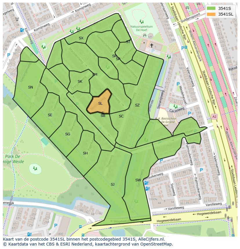 Afbeelding van het postcodegebied 3541 SL op de kaart.