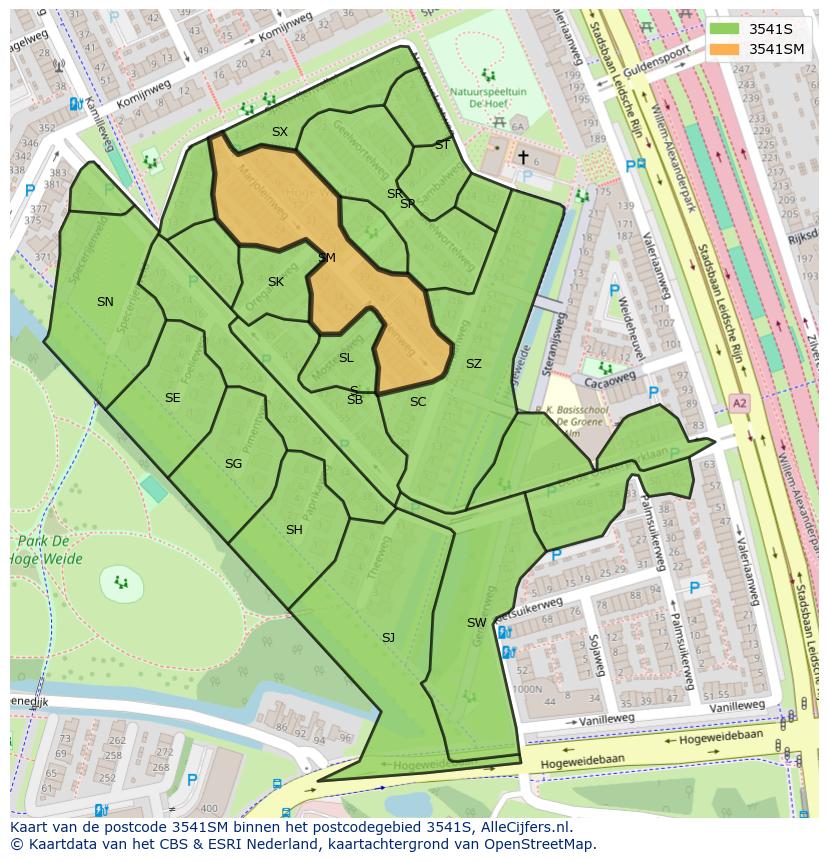 Afbeelding van het postcodegebied 3541 SM op de kaart.