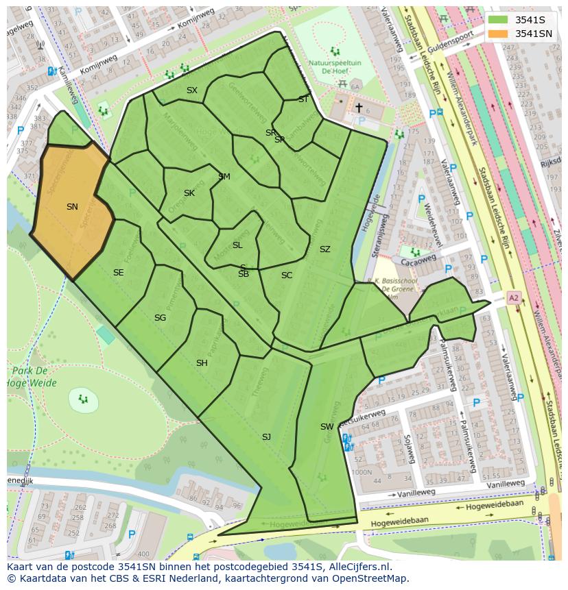 Afbeelding van het postcodegebied 3541 SN op de kaart.