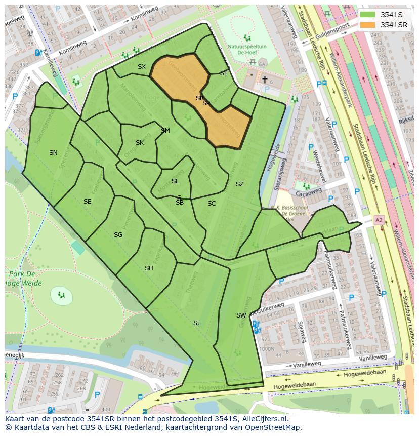 Afbeelding van het postcodegebied 3541 SR op de kaart.